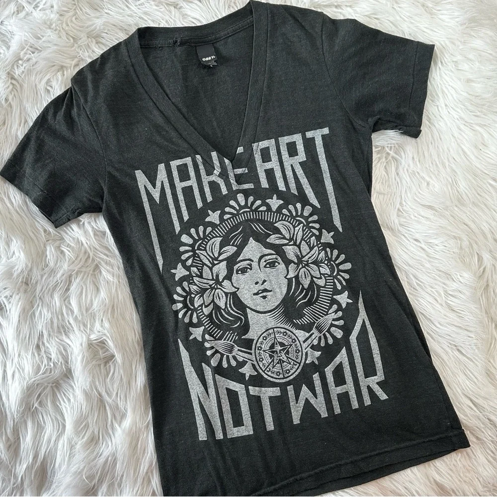 Obey • Make Art Not War Art Nouveau Deep V Neck - Picture 10 of 10
